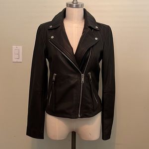 NWT, ALL SAINTS DALBY BIKER BLACK LEATHER  WOMAN’S JACKET, SZ 6